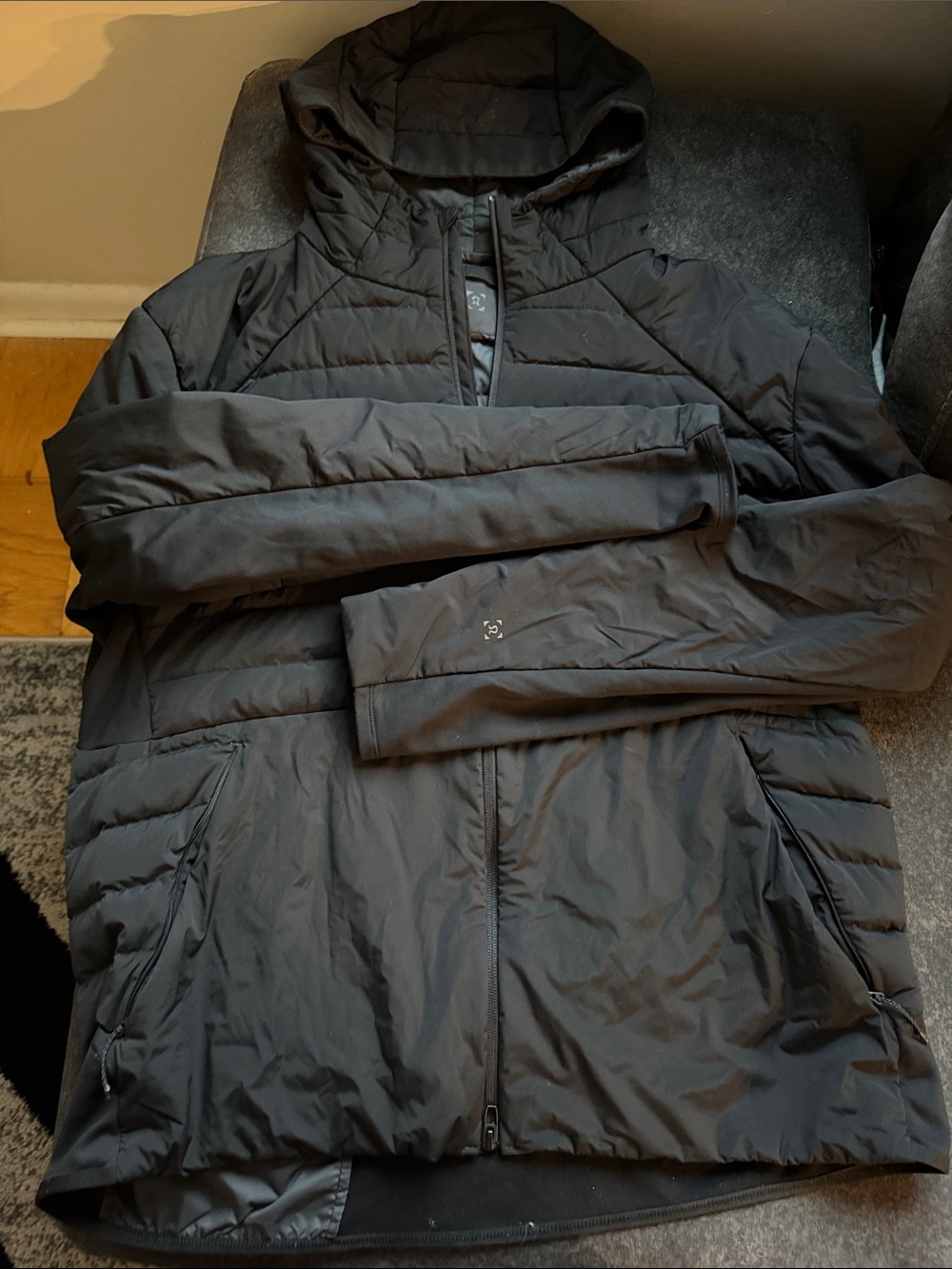 Lululemon Black Hooded Puffer Jacket
